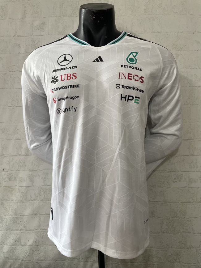 Long Sleeve Mercedes 2026-2027 White T-Shirt Racing Jersey