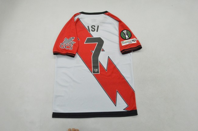 with Front Lettering+Europa League Patch Fans Version 2025-2026 Rayo Vallecano ISI 7 CONFERENCE LEAGUE FINAL Home Soccer Jersey Football Shirt