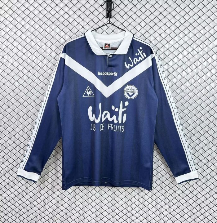 Long Sleeve Retro Jersey 1996-1997 FC Girondins de Bordeaux Home Soccer Jersey Vintage Football Shirt
