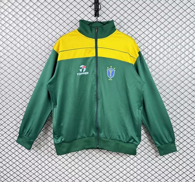 Retro Jacket 1986 Brazil Green Soccer Windbreaker Jacket Brasil Football Jacket