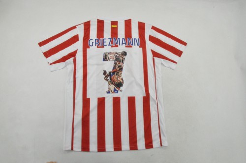 with Front Lettering Fan Version 2025-2026 Atletico Madrid 7 Griezmann last match version Home Soccer Jersey Football Shirt