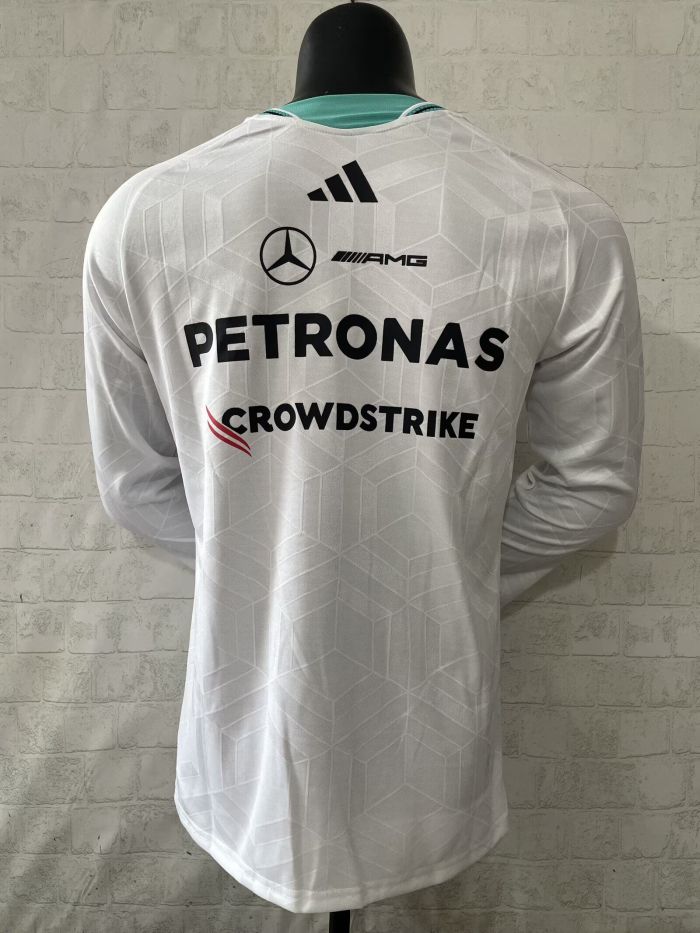 Long Sleeve Mercedes 2026-2027 White T-Shirt Racing Jersey
