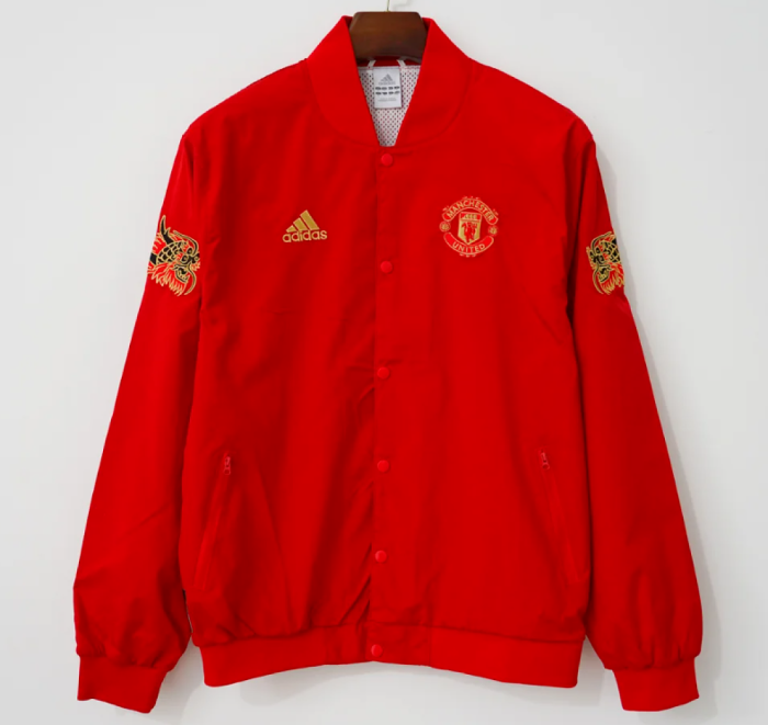 Retro Jacket 2019-2020 Manchester United Red Soccer Windbreaker Jacket Football Jacket