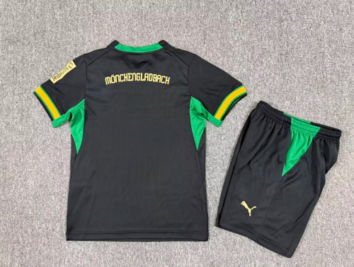 Youth Uniform Kids Kit 2026-2027 Borussia Mönchengladbach Away Black Soccer Jersey Shorts Child Football Set