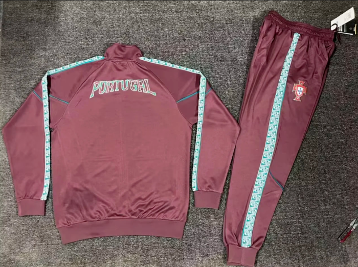 2026-2027 Portugal Red Soccer Tracksuit Jacket Football Jacket and Pants