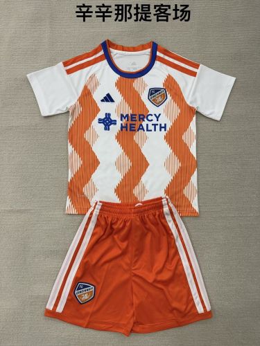 Youth Uniform Kids Kit 2026-2027 Cincinnati Away Soccer Jersey Shorts Child Football Set