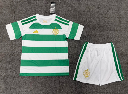 without Sponor Logo Youth Uniform Kids Kit 2026-2027 Celtic Home Soccer Jersey Shorts Child Football Set
