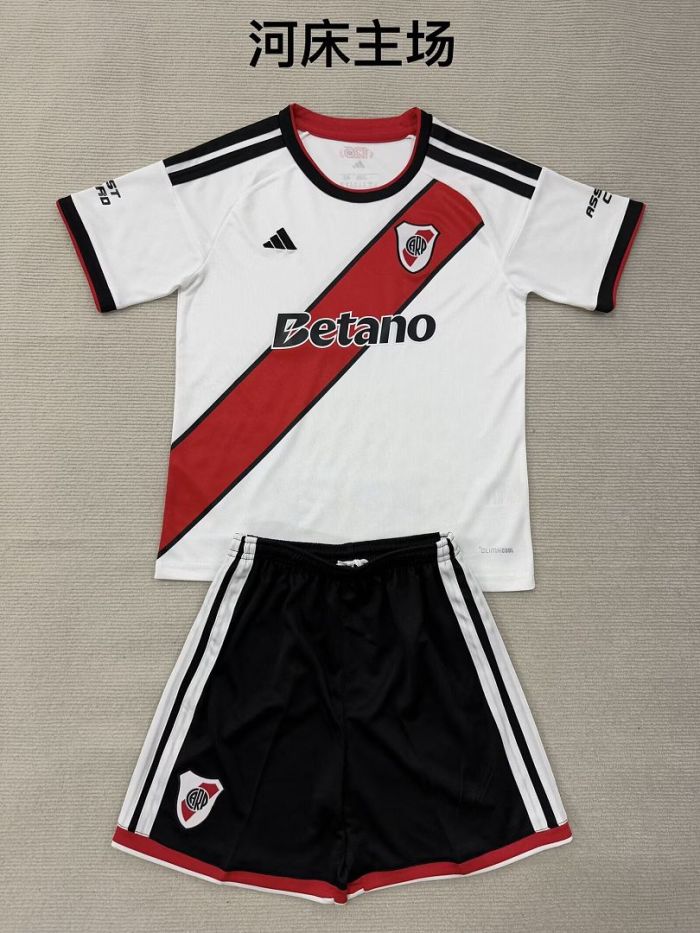 Youth Uniform Kids Kit 2026-2027 River Plate Home Soccer Jersey Shorts Child Football Set