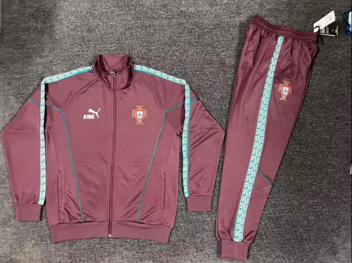 2026-2027 Portugal Red Soccer Tracksuit Jacket Football Jacket and Pants