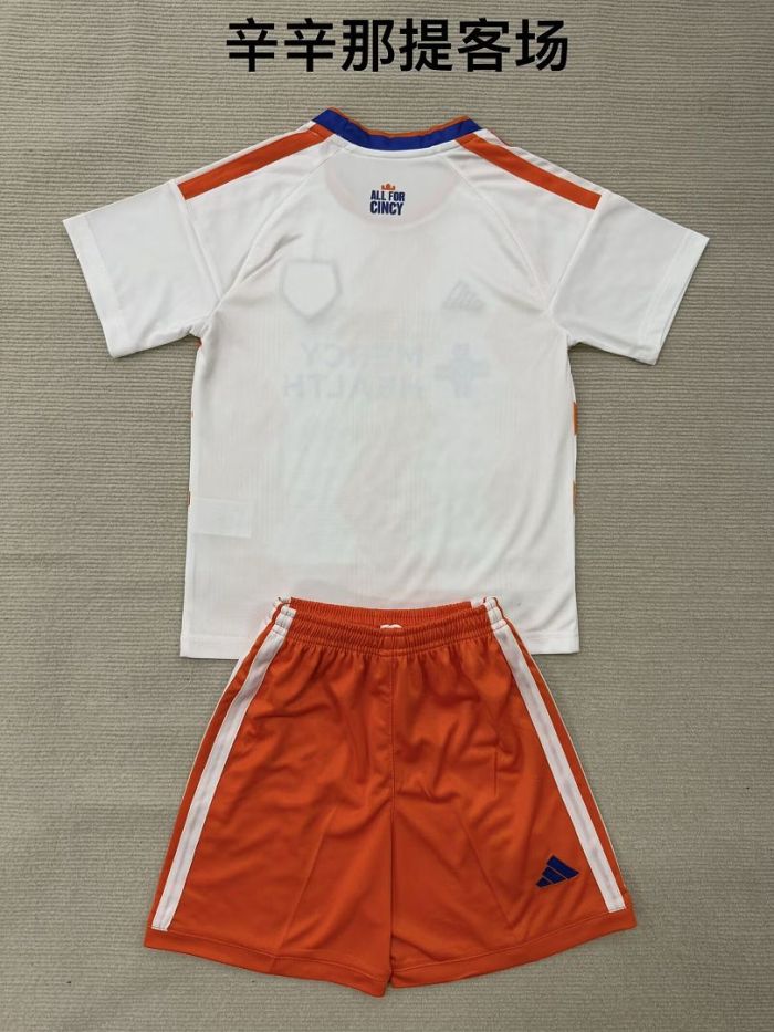 Youth Uniform Kids Kit 2026-2027 Cincinnati Away Soccer Jersey Shorts Child Football Set