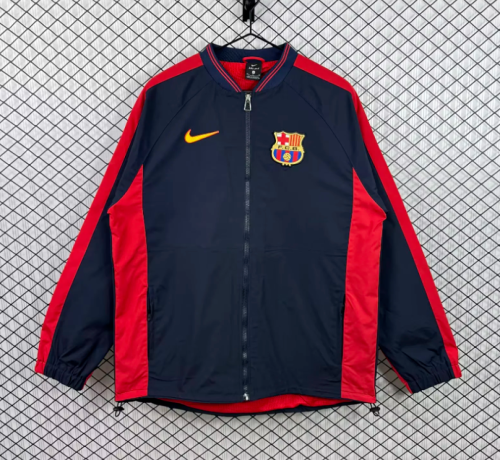 Retro Jacket 1999-2000 Barcelona Dark Blue/Red Soccer Windbreaker Jacket Football Jacket