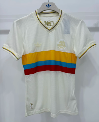 Women Player Version 2024 Colombia White Centenury Soccer Jersey Girl 100th Anniversary Football Shirt