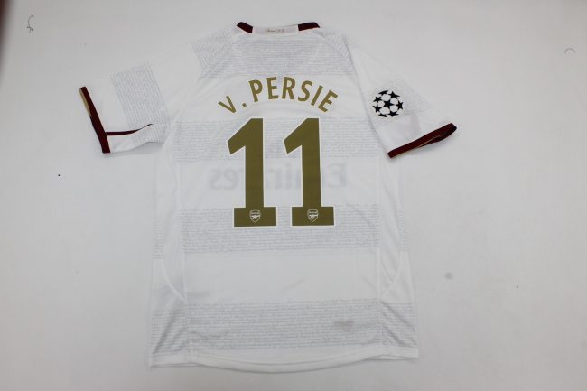 with UCL Patch Retro Jersey 2007-2008 Arsenal v. PERSIE 11 Away White Soccer Jersey Vintage Football Shirt