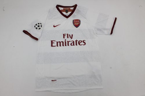 with UCL Patch Retro Jersey 2007-2008 Arsenal Away White Soccer Jersey Vintage Football Shirt