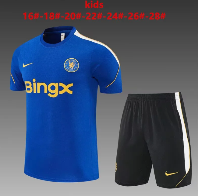 Youth Uniform Kids Kit 2026-2027 Chelsea Blue Soccer Training Jersey Shorts Child Football Set