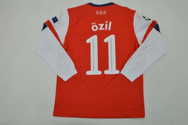 with UCL Patch Long Sleeve Retro Jersey 2012-2013 Arsenal OZIL 11 Home Soccer Jersey LS Football Shirt