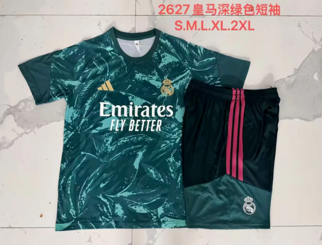 Adult Uniform 2026-2027 Real Madrid Dark Green Soccer Training Jersey and Shorts Football Kits