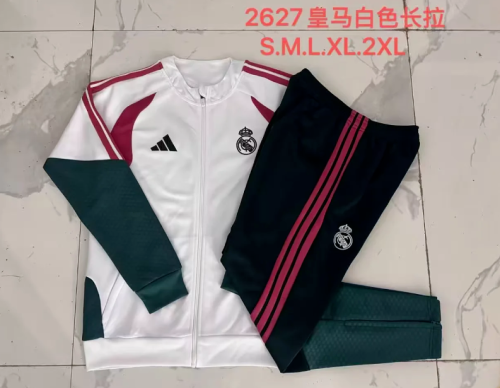 2026-2027 Real Madrid White/Green/Red Soccer Tracksuit Jacket Football Jacket and Pants