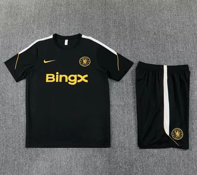 Adult Uniform 2026-2027 Chelsea Black Soccer Training Jersey and Shorts Football Kits