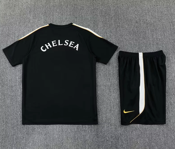 Adult Uniform 2026-2027 Chelsea Black Soccer Training Jersey and Shorts Football Kits