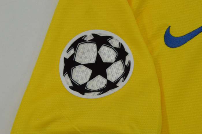with UCL Patch Retro Jersey 2013-2014 Arsenal Away Yellow Soccer Jersey Vintage Football Shirt