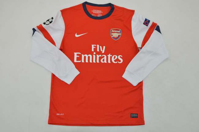 with UCL Patch Long Sleeve Retro Jersey 2012-2013 Arsenal Home Soccer Jersey LS Football Shirt