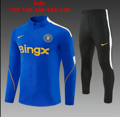 Youth 2026-2027 Chelsea Blue Soccer Training Sweater and Pants Child Football Kit