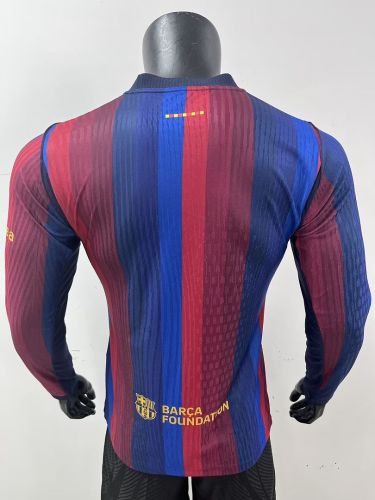 Long Sleeve Barca Camisetas de Futbol Player Version 2026-2027 Barcelona Home Soccer Jersey