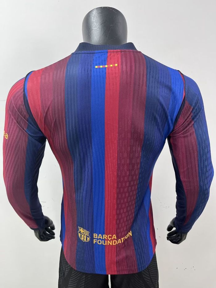 Long Sleeve Barca Camisetas de Futbol Player Version 2026-2027 Barcelona Home Soccer Jersey