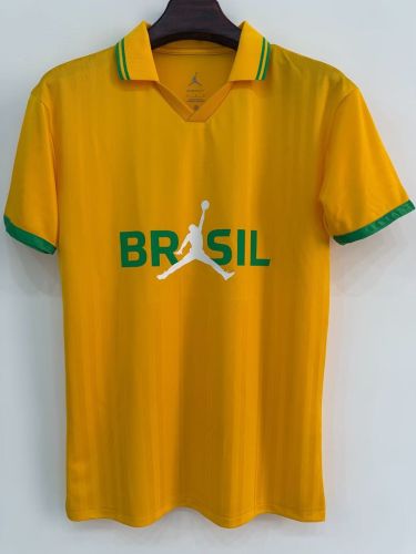 Fan Version 2026 Brazil AJ Soccer Polo Yellow Brasil Camisetas de Futbol