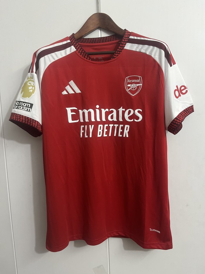 with Golden EPL+No room for racism Patch Fan Version 2026-2027 Arsenal CHAMPIONS 26 Home Soccer Jersey Football Shirt