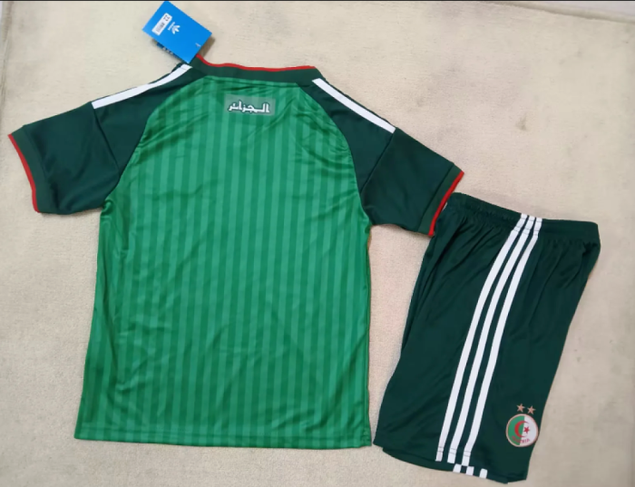 Youth Uniform Kids Kit 2026 Algeria Away Green Soccer Jersey Shorts Child Football Set