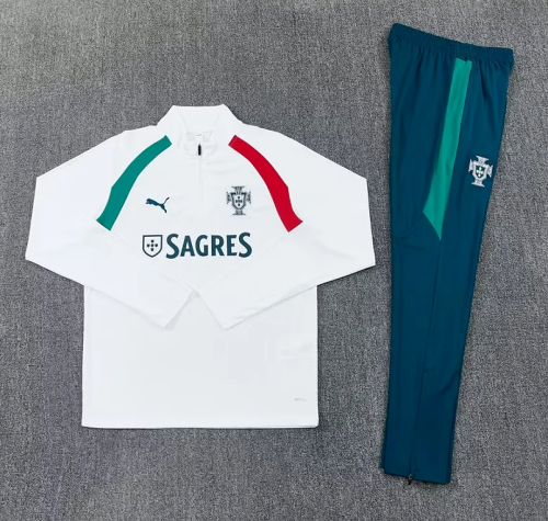 2026 Portugal White Soccer Tracksuit Sweater Football Jacket and Pants