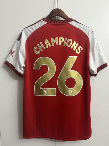with Golden EPL+No room for racism Patch Fan Version 2026-2027 Arsenal CHAMPIONS 26 Home Soccer Jersey Football Shirt