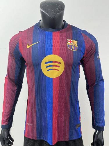 Long Sleeve Barca Camisetas de Futbol Player Version 2026-2027 Barcelona Home Soccer Jersey