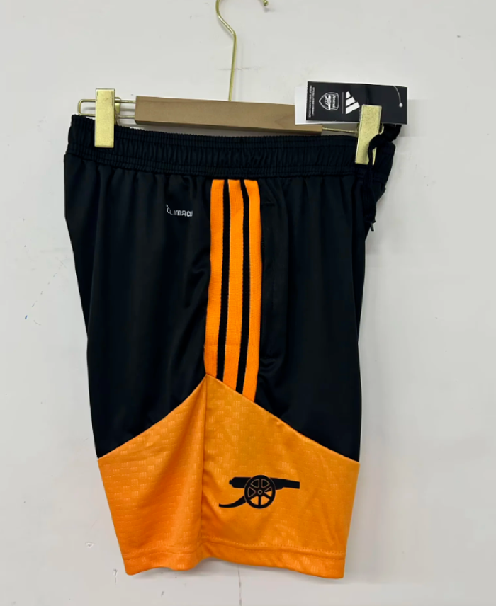 Fan Version 2026-2027 Arsenal Black/Orange Soccer Training Shorts Football Shorts