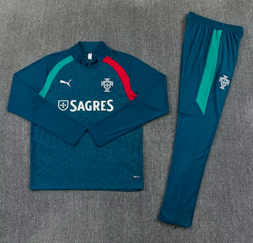 2026 Portugal Dark Green Soccer Tracksuit Sweater Football Jacket and Pants
