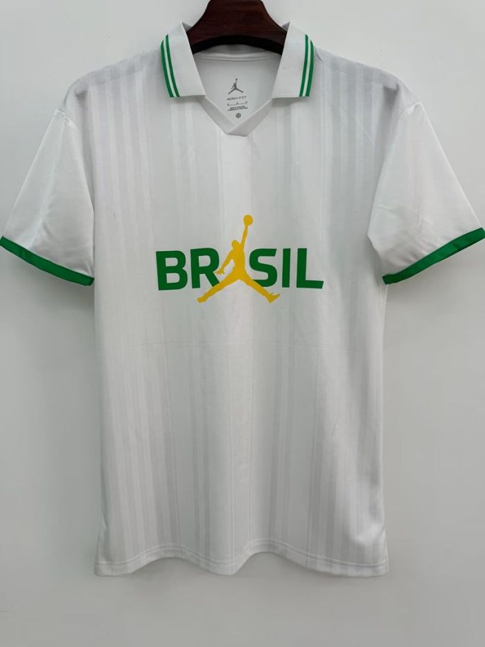 Fan Version 2026 Brazil AJ Soccer Polo White Brasil Camisetas de Futbol