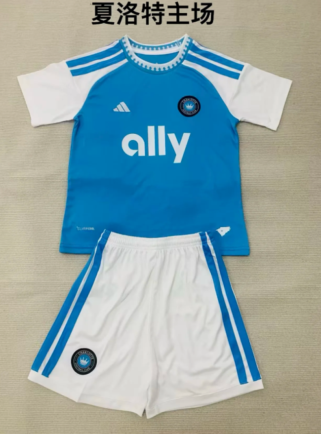 Youth Uniform Kids Kit 2026-2027 Charlotte Home Soccer Jersey Shorts Child Football Set