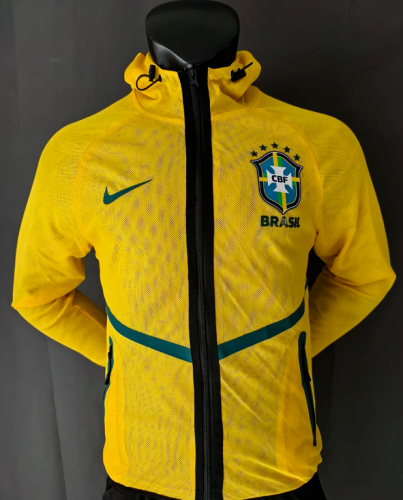 2026-2027 Brazil Yellow World Cup Mesh Anthem Jacket Brasil Soccer Windbreaker Jacket Football Jacket