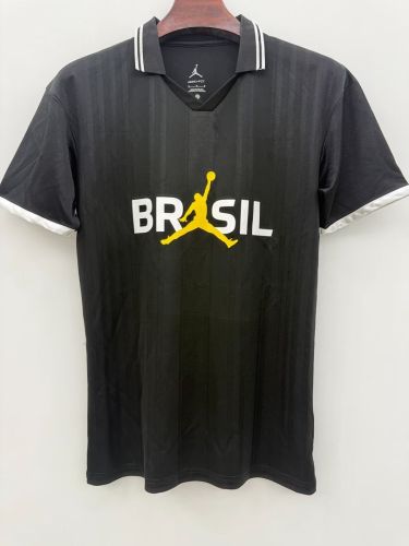 Fan Version 2026 Brazil AJ Soccer Polo Black Brasil Camisetas de Futbol