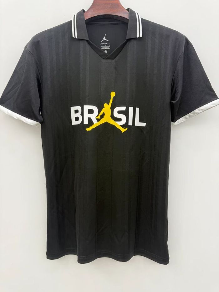 Fan Version 2026 Brazil AJ Soccer Polo Black Brasil Camisetas de Futbol