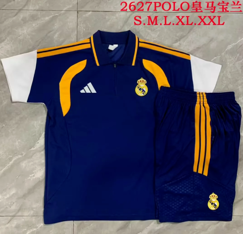 Adult Uniform 2026-2027 Real Madrid Dark Blue Soccer Polo and Shorts Football Kits