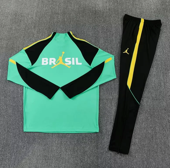 2026-2027 Brazil Green Soccer Training Sweater and Pants Football Kit