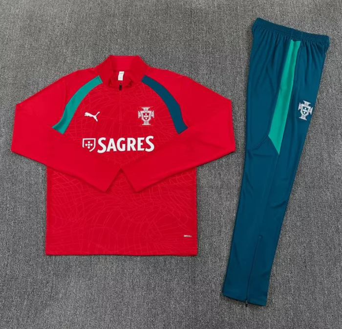 2026 Portugal Red Soccer Tracksuit Sweater Football Jacket and Pants
