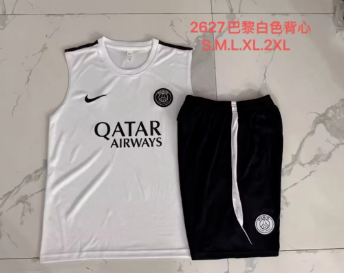 Adult Uniform 2026-2027 PSG White Soccer Training Vest and Shorts Football Kits
