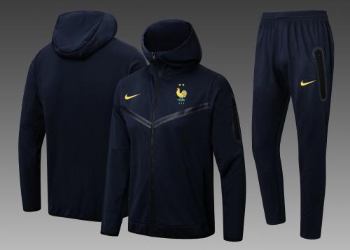 with Caps 2026 France Dark Blue Soccer Windbreaker Jacket Football Jacket and Pants