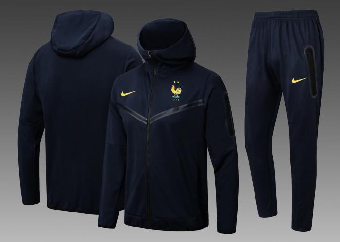 with Caps 2026 France Dark Blue Soccer Windbreaker Jacket Football Jacket and Pants
