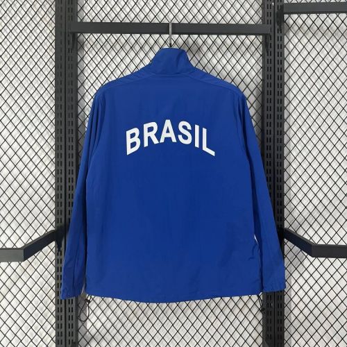 Retro Jacket 1998 Brazil Blue Soccer Windbreaker Jacket Brasil Football Jacket