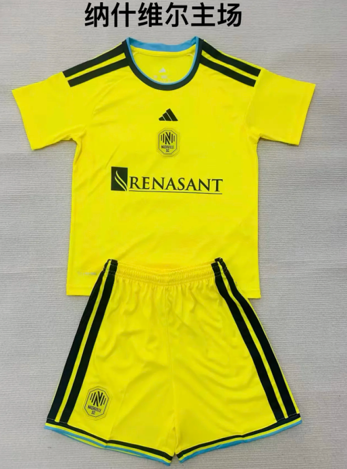 Youth Uniform Kids Kit 2026-2027 Nashville Home Soccer Jersey Shorts Child Football Set